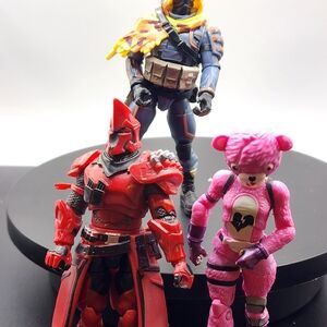 Action Figure Set - Red, Pink, and Blue